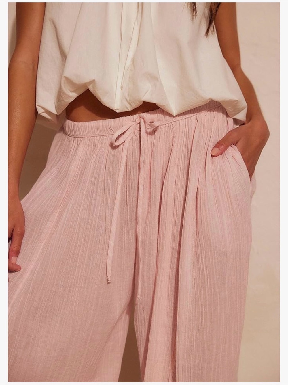 NWT SILKY LIKE Light Pink Relaxed Balloon Pants-S - Picture 8 of 16